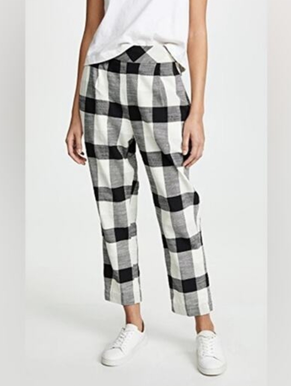 Free People Clear Skies Checkered Plaid Gingham Grunge Pants Size Large